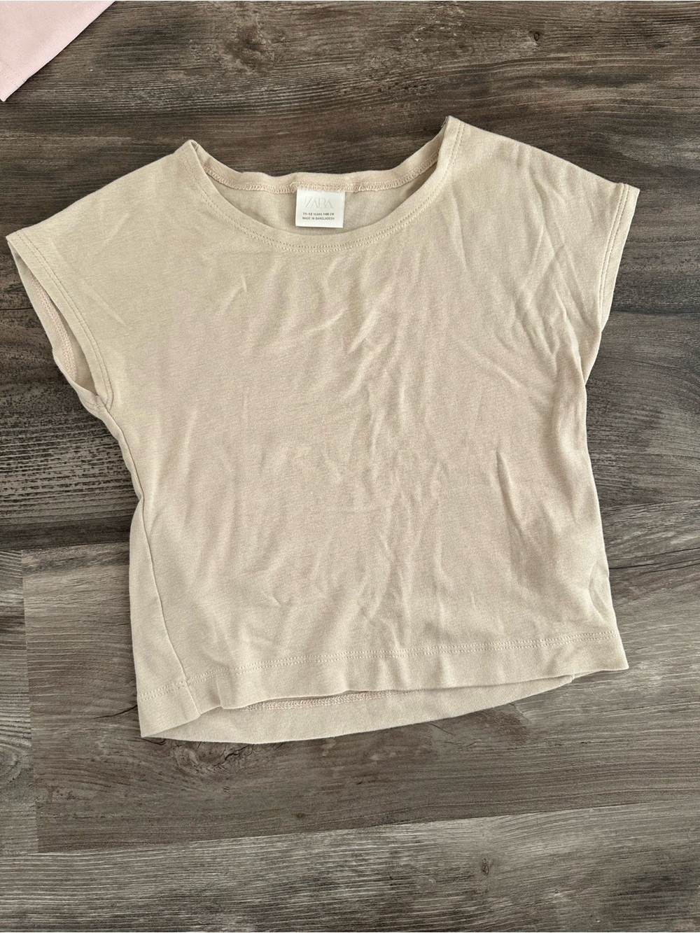 Zara Short Sleeve Boxy Tee in Light Tan